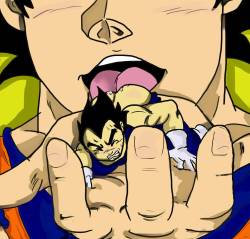 Goku licking Mini Vegeta's butt