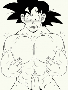 Goku pinching his nips