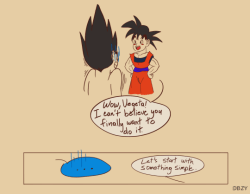 Goku smacks Vegetas face with dick